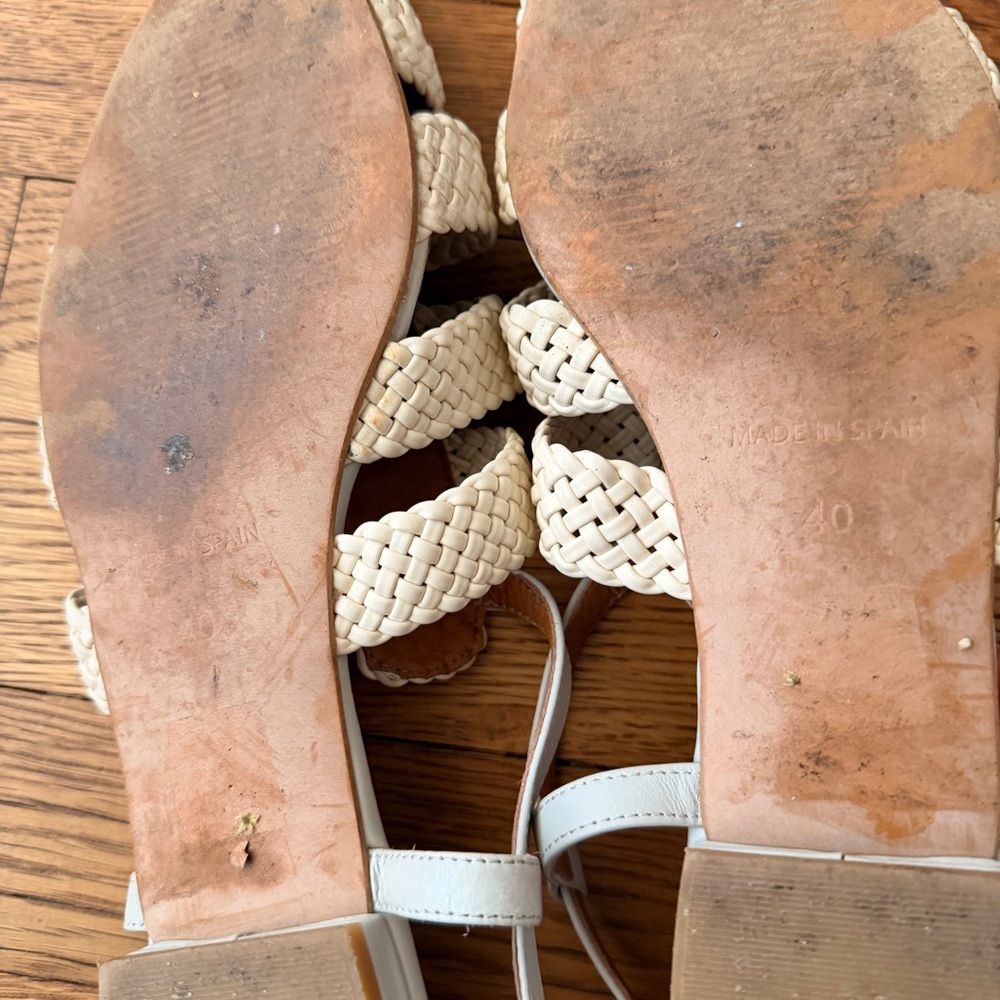 ANTHROPOLOGIE Women's Cream Woven Slingback Sandals - Picture 7 of 7